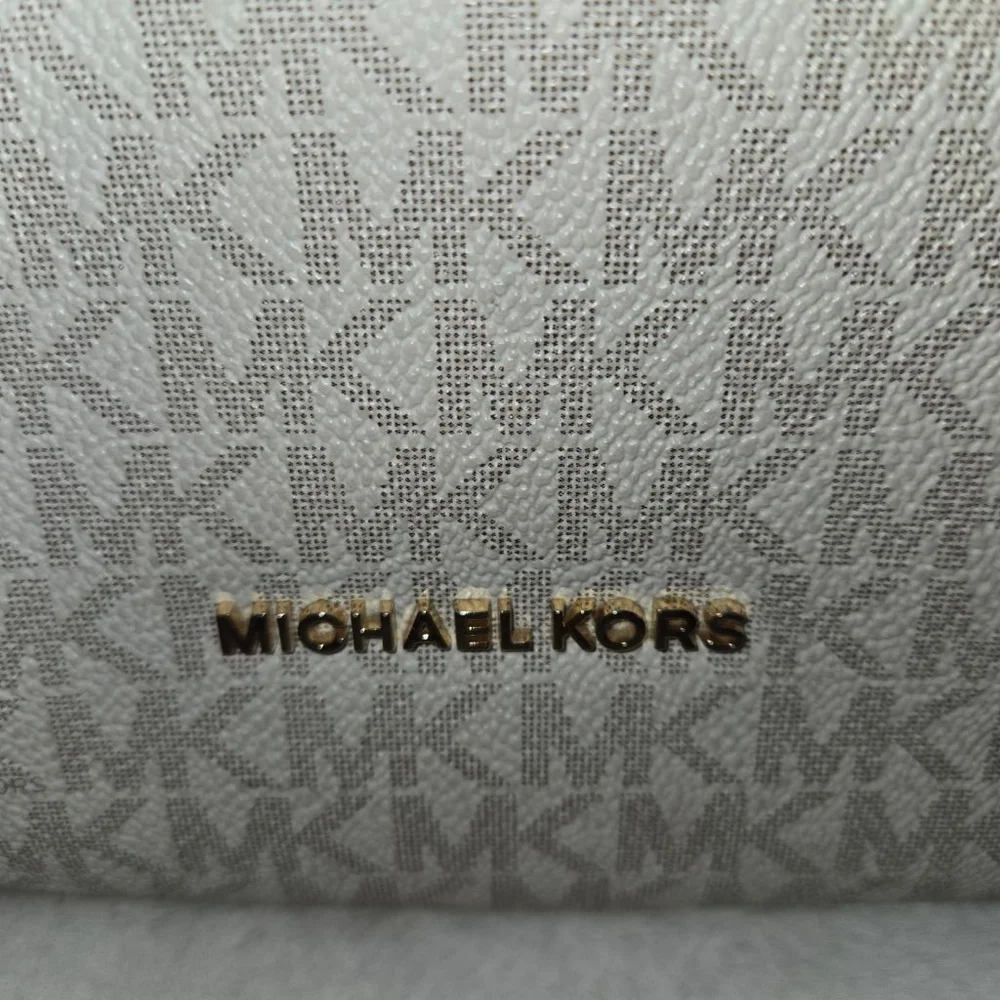 Michael Kors Jet Set Tote Bag Medium White and Brown